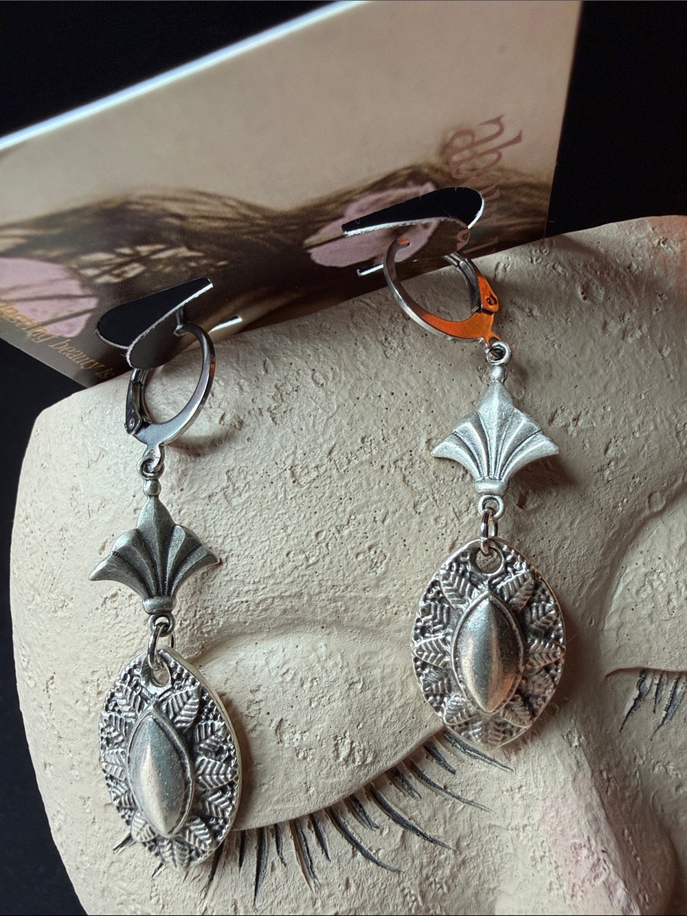 Silver-Tone Art Deco Drop Earrings - Elegant Women's Jewelry